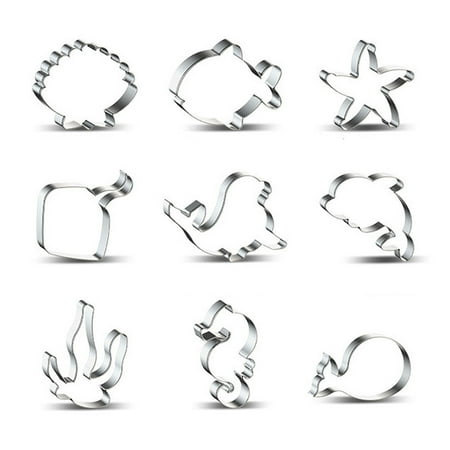 

HOTYA 9 Pack Marine Life Stainless Steel Biscuit Mold Cartoon Dolphin Whale Shape Mold