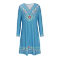 thumbnail image 4 of pstuiky Robes pour Filles, Mode Femmes Robe à Col en V Imprimée à Manches Longues Patchwork Décontractée Longueur Genou Robes Décontractées Liquidation, 4 of 6