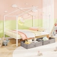 thumbnail image 1 of Gymax Full Size Metal House Bed w/ 2 Fabric Drawers Heavy-Duty Platform Bed White, 1 of 10