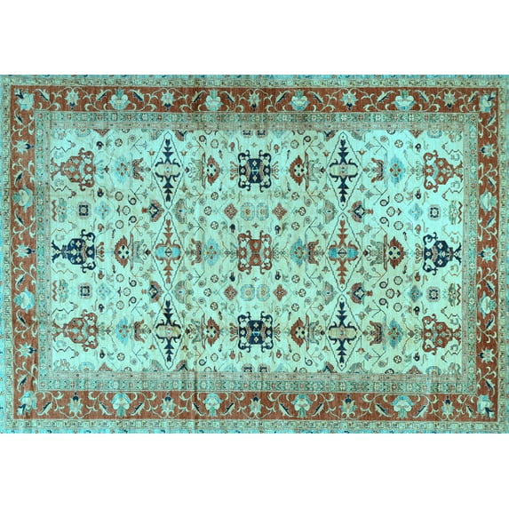 Ahgly Company Indoor Rectangle Oriental Light Blue Traditional Area Rugs, 5' x 8'