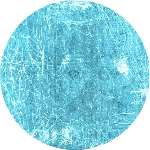 Ahgly Company Indoor Round Abstract Light Blue Contemporary Area Rugs, 6' Round