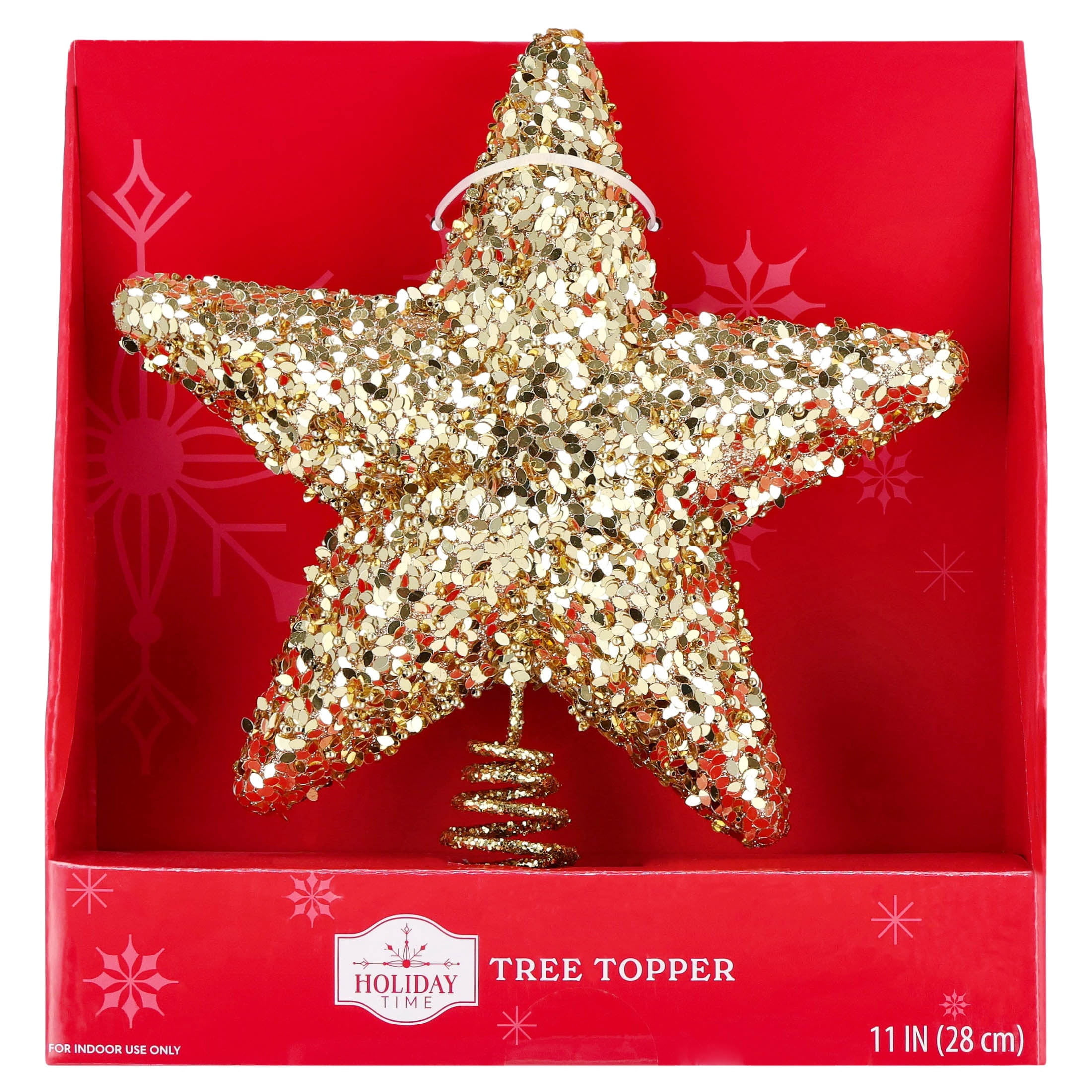 Glitter and Chunky Sequins Star Christmas Tree Topper, Gold, 11", by Holiday Time