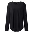 thumbnail image 4 of Hunpta Woman Fashion Casual Solid Color V Neck Loose Casual Long Sleeve Pocket T Shirt, 4 of 4