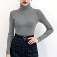 thumbnail image 6 of Women's Winter High Neck Solid Color Long Sleeve Pullover Knitted Bottoming Sweater, Warm and Slim, Great for Layering and Cold Weather,Gray,One Size, 6 of 6