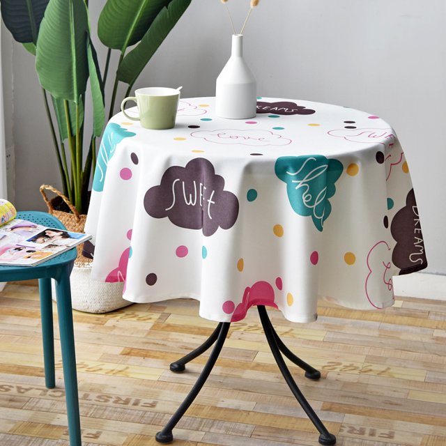Nordic Style Round Long Tablecloth Simple Waterproof Restaurant Hotel Household Round Dining Table Tablecloth Printing