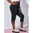 thumbnail image 1 of Leggings de cultivo de recorte adornado de cadena más grande Rosegal Leggings de talla grande, 1 of 5