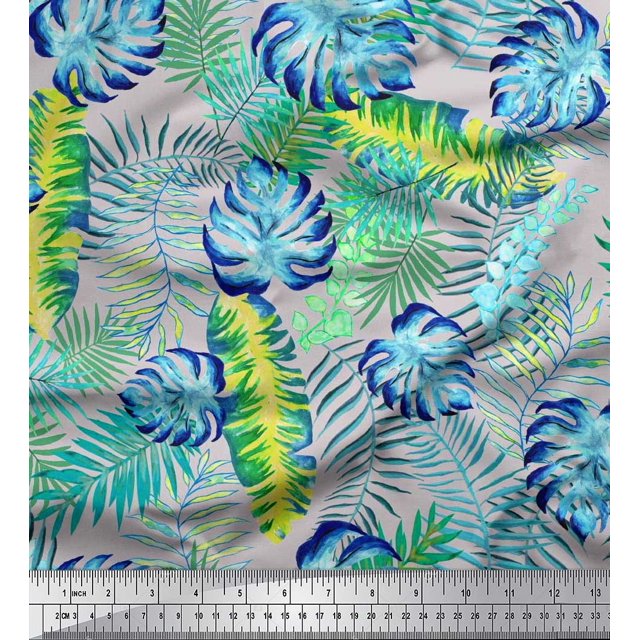 Soimoi Georgette Viscose Fabric Leaves Tropical Decor Fabric Printed Yard 42 Inch Wide