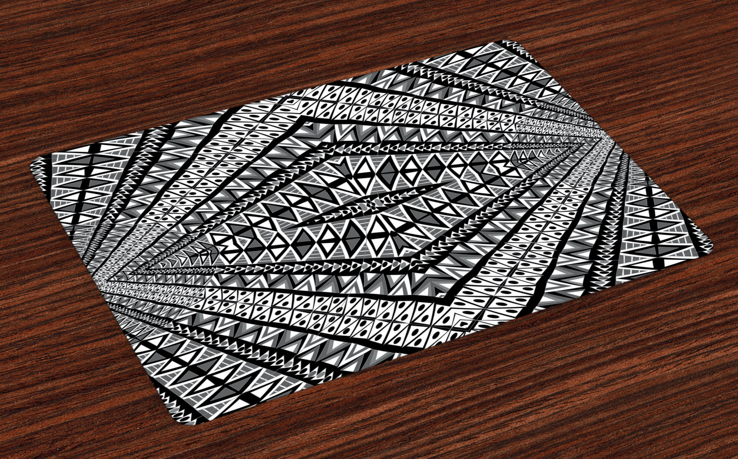 Psychedelic Placemats Set of 4 Geometric Dimension Ornament Motif with