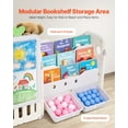 thumbnail image 6 of Kids Toy Storage Bookshelf Combo - 4-Tier Organizer with 10 Movable Plastic Bins, Built-in Bookshelf & Drawing Board, Multi-functional Playroom & Classroom Storage Cabinet, 6 of 11