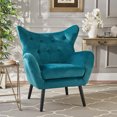 thumbnail image 2 of Modern Wingback Living Room Chair, Upholstered Button Tufted Velvet Accent Chair with Wood Legs, Single Sofa Chair Club Chair Vanity Chair with Padded Seat for Bedroom/Office/Reading Spaces, 2 of 9