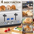 thumbnail image 3 of Tostadora SEEDEEM de 4 rebanadas, pantalla LCD, 6 ajustes de sombra, tostadora de acero inoxidable, ranuras de 1,5 pulgadas de ancho, tostadora digital para bagel, descongelar, recalentar, control dua, 3 of 5