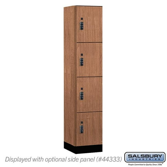 Salsbury Industries 15-44168RO-R 15 in. Wide Premier Wood Locker - Four Tier - 1 Wide - 6 ft. High - 18 in. Deep - Red Oak - Resettable Combination Locks