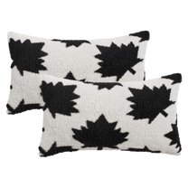 Unique Bargains Pack of 2 Maple Leaf Jacquard Throw Pillow Covers 20"x12" Black