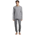thumbnail image 3 of Hanes Mens Henley Top Jogger Pant Lounge Set Adult Male Pajama Sleep Sets Grey XL, 3 of 3