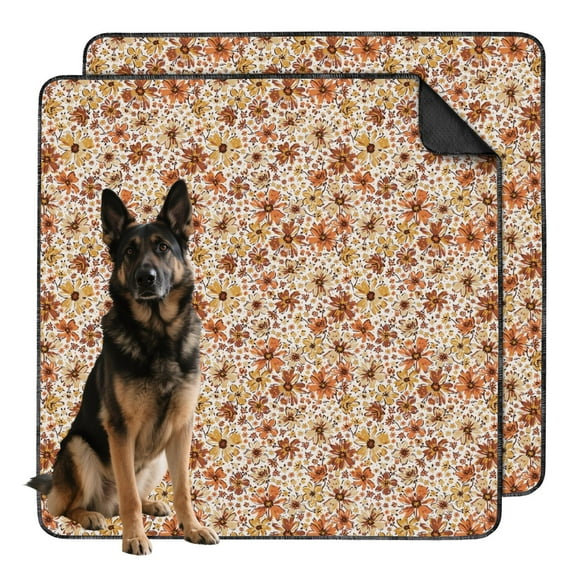 Jumbo 48x48 Inch Reusable Puppy Pad 2-Pack, Super Absorbent Washable Dog Potty Training Mat, Leakproof Base for Hardwood Floors & Crates, Floral Pattern