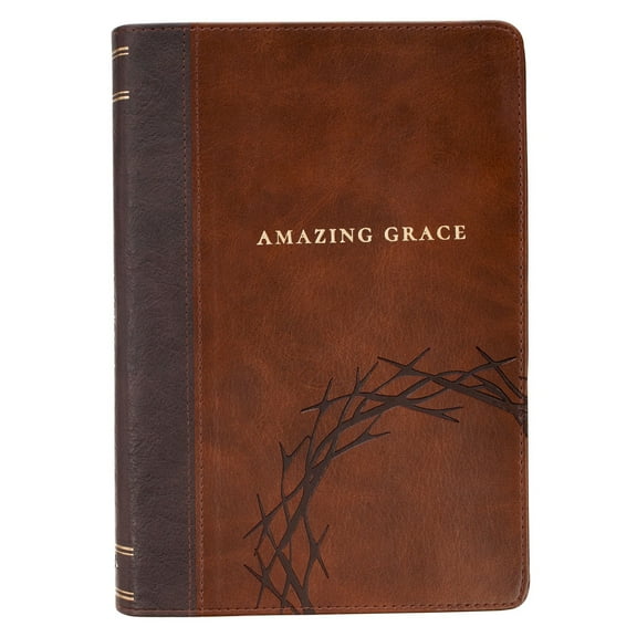 Christian Art Gifts Classic Journal Amazing Grace Isaiah 53:5 Bible Verse, Inspirational Scripture Notebook, Ribbon Marker, Two Tone Brown Vegan Leather Flexcover, 336 Ruled Pages, (9” x 6.4” x .9”)
