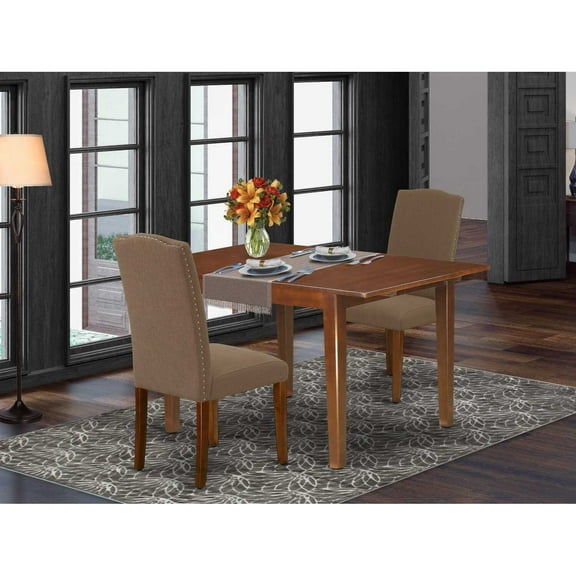 East West Furniture Dining Room Set Mahogany, MLEN3-MAH-18