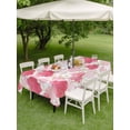 thumbnail image 4 of Outdoor Tablecloth with Umbrella Hole for Patio/Picnic/Party/Camping, Pink Geometric Moroccan Waterproof Table Cloth Rectangle Table Cover Washable, Abstract Art Pink Ombre Modern (60"x 120"), 4 of 8
