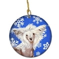 thumbnail image 1 of Chinese Crested Winter Snowflake Holiday Ceramic Ornament, 1 of 1