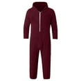 thumbnail image 3 of Ftwytp Men Artificial Wool Long Sleeve Pajamas Casual Solid Color Zipper Loose Hooded Jumpsuit Pajamas Casual Winter Warm Rompe 1 Piece Suit Fleece On Sleepwear, 3 of 4