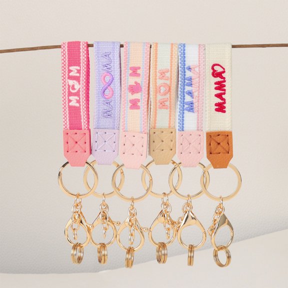 TTJ Bag Charms for Tote Bags Keychain Cute Womens Gifts Fabric Keychain Mother's Day Gift Keycharms Fabric Embroidered Keychain Handmade Crochet Leather Keycharm Circles Keychain