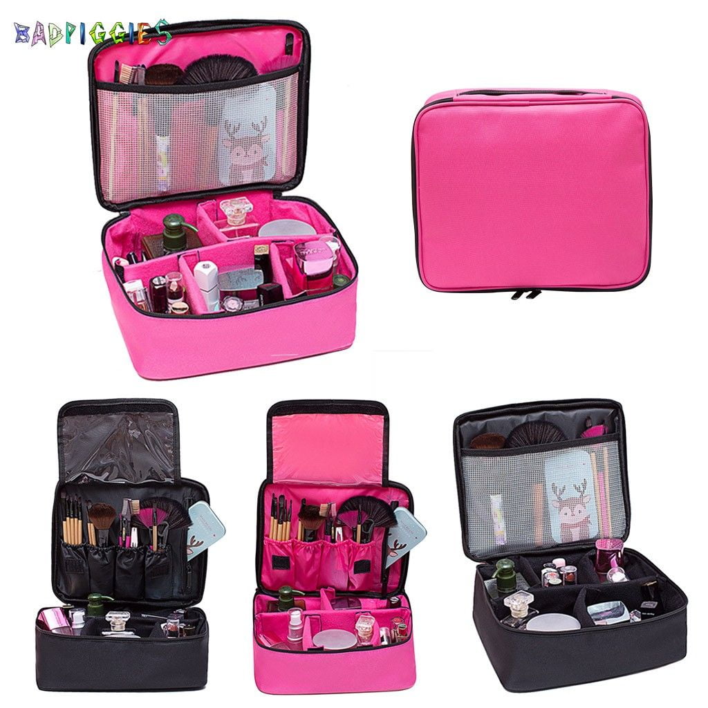BadPiggies Travel Makeup Cosmetic Bag Train Case Organizer Portable