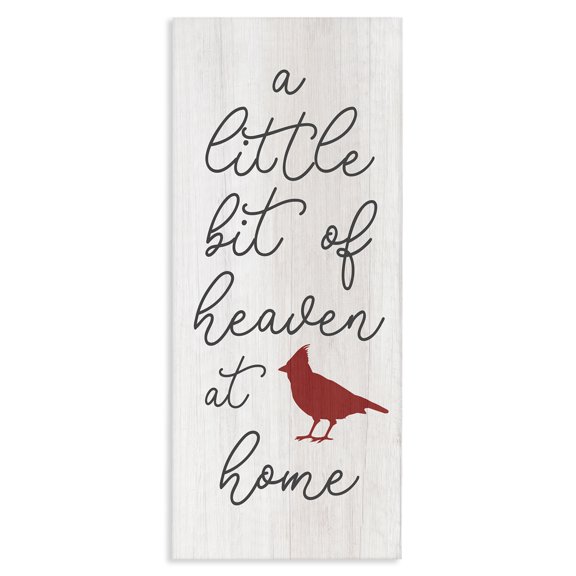 Stupell Industries Rustic Lodge Little Bit Of Heaven Calligraphy Red Cardinal Motif Canvas Art, 10 x 24, by Lil' Rue