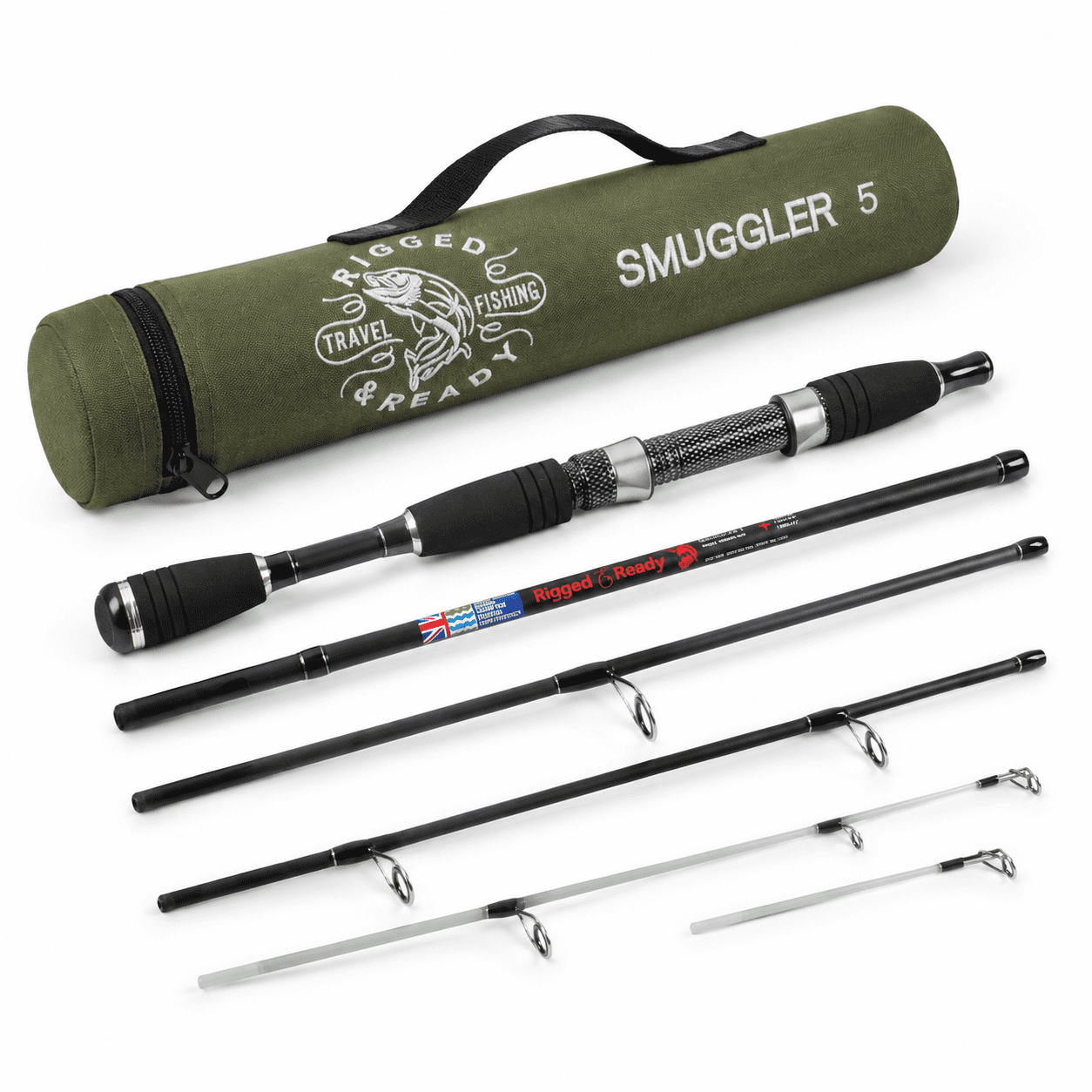 Smuggler 5 5-Section Travel Spinning Fishing Rod with Carry Case