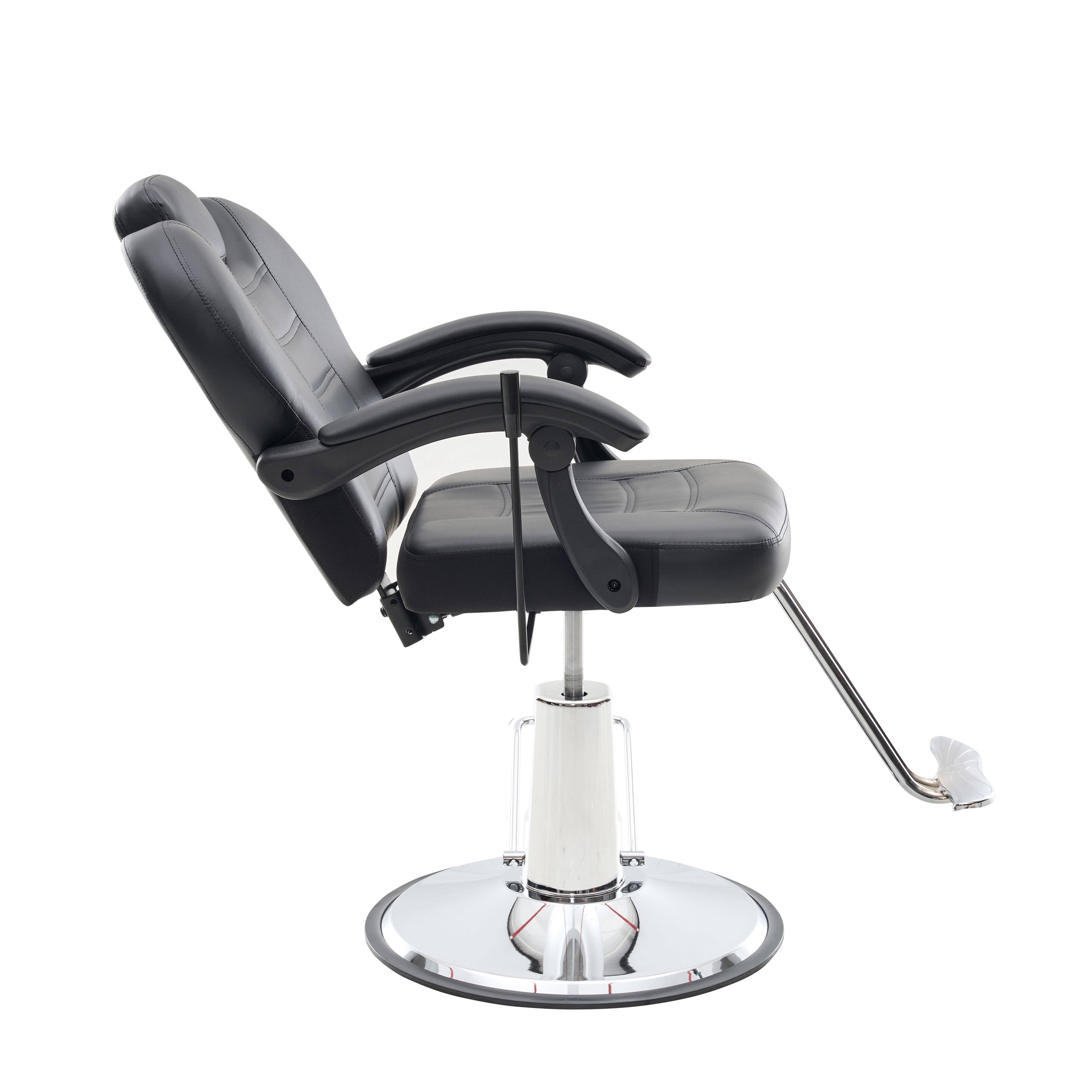 90 to 150-Degree Reclining Barber Chair with Hydraulic Pump and 360 Swivel, Heavy-Duty Salon Styling Chair with PU Leather and 400 lb Capacity, Black