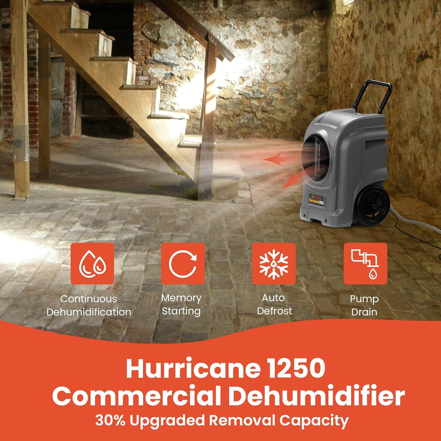 Abestorm 270 Pints Commercial Dehumidifiers with Pump, Portable Industrial Dehumidifier for Water Damage Restoration, Basements, Automatic Humidistat, Power-Off Memory,5 Years Limited Warranty