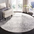 thumbnail image 1 of Safavieh Madison Collection MAD603G Oriental Snowflake Medallion Distressed Non-Shedding Dining Room Entryway Foyer Living Room Bedroom Area Rug, 5'3" x 5'3" Round, Silver / Ivory, 1 of 2