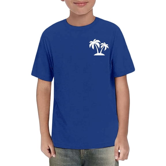 UACY Boys Cotton Graphic Tees Palm Tree Print Short Sleeve Crewneck Summer Trendy T-Shirts Clothes Casual School Daily Wear
