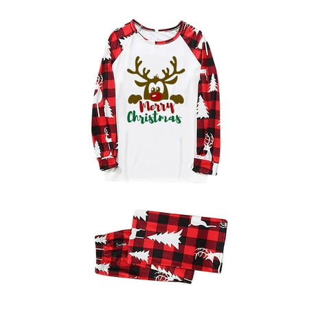 

LYXSSBYX Christmas Pajams Family Matching Christmas Man Daddy Plaid Print Blouse Tops+Pants Family Clothes Pajamas