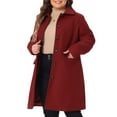 thumbnail image 5 of Agnes Orinda Women's Plus Size Coat Solid Single Breasted Long Fall Winter Outerwear with Pockets 1X Dark Red, 5 of 7