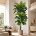 thumbnail image 2 of 10ft Tall Triple Golden Cane Palm Large Artificial Palm Tree, Faux Fake Silk Palm Plants for Outside Big House Living Room Patio Pool Home Office Living Room Yard 1 Pack, 2 of 7