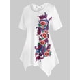 thumbnail image 1 of Talla grande Impresión floral con cordones de cordones. Rosegal Camisetas tallas grandes, 1 of 5