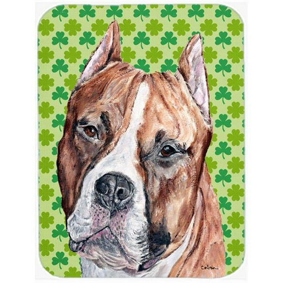 Carolines Treasures  Staffordshire Bull Terrier Staffie Lucky Shamrock St. Patricks Day Mouse Pad- - 7.75 x 9.25 In.