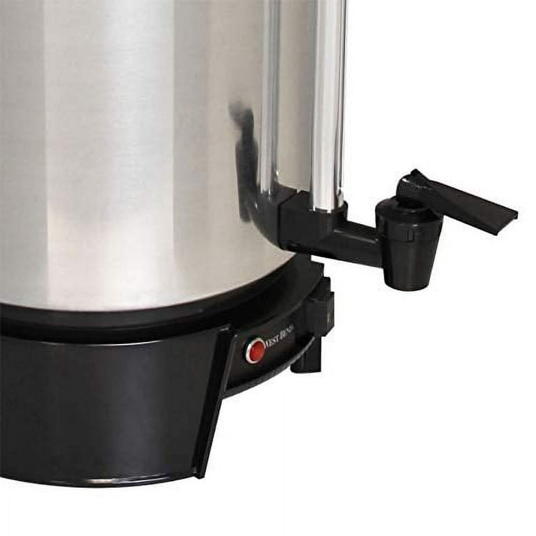 West Bend 33600 Highly Polished Aluminum Commercial Coffee Urn Features Automatic Temperature Control Large Capacity with Quick