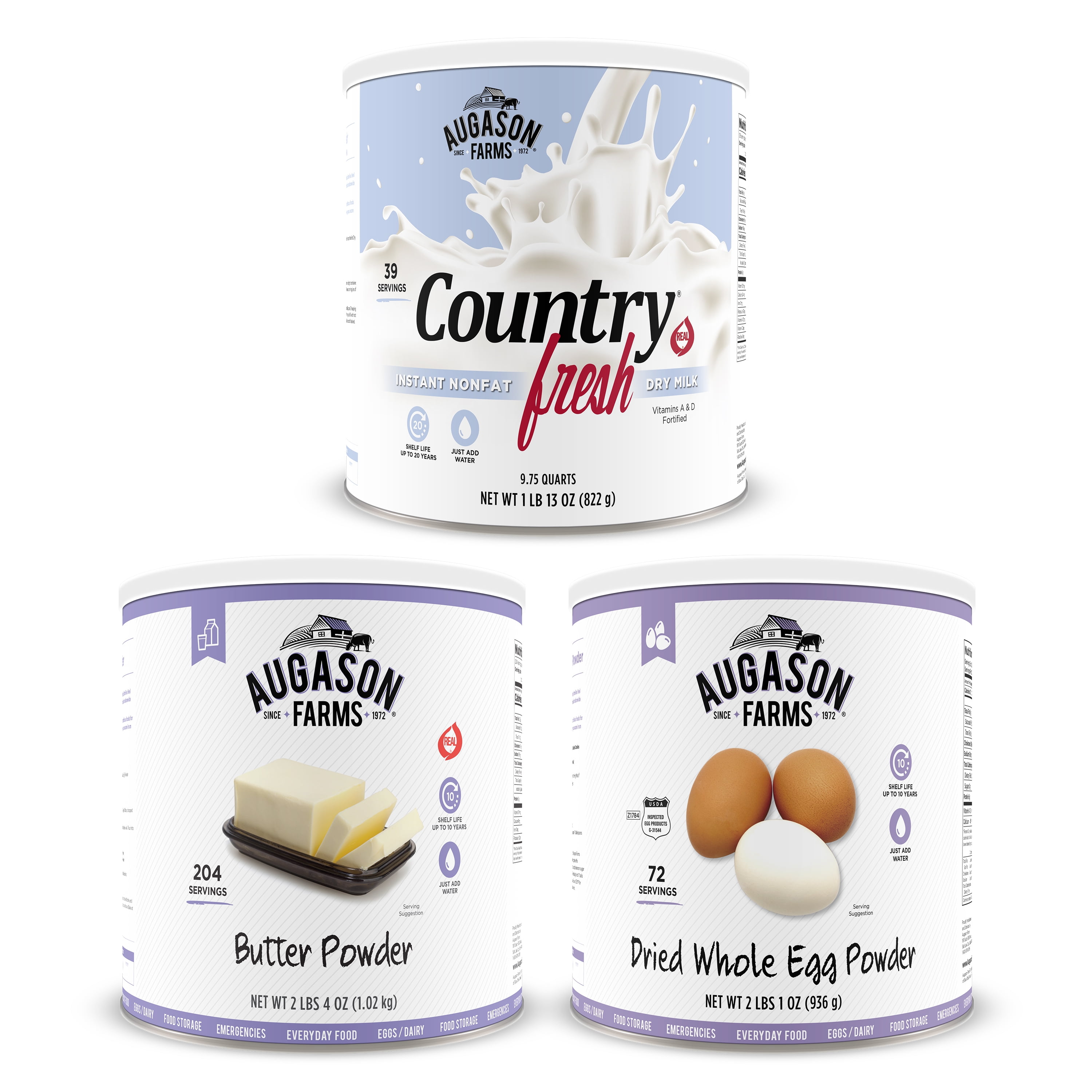 Augason Farms Dairy and Egg Combo No. 10 Can 3Pack