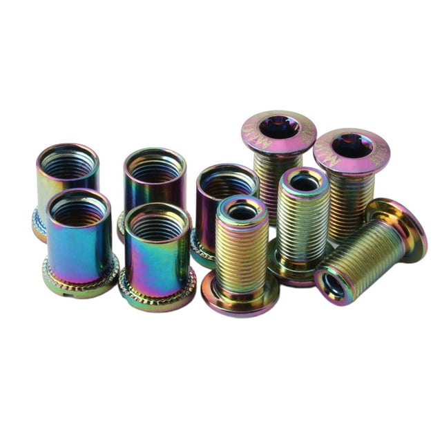 5x Tuerca para perno de plato, tornillo para plato de bicicleta para bielas simples, dobles y triples Disco triple A