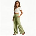 thumbnail image 5 of XIYNBAOK Girls Linen Dress Pants Drawstring Loose High Elastic Waist Hiking Trousers Kids Teen Casual Athletic Preppy Sweatpants Schoolwear, 5 of 7