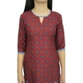 thumbnail image 4 of Bimba Women's Printed Tunic Maroon Georgette Kurti Kurta Indian Long Blouse-20, 4 of 8