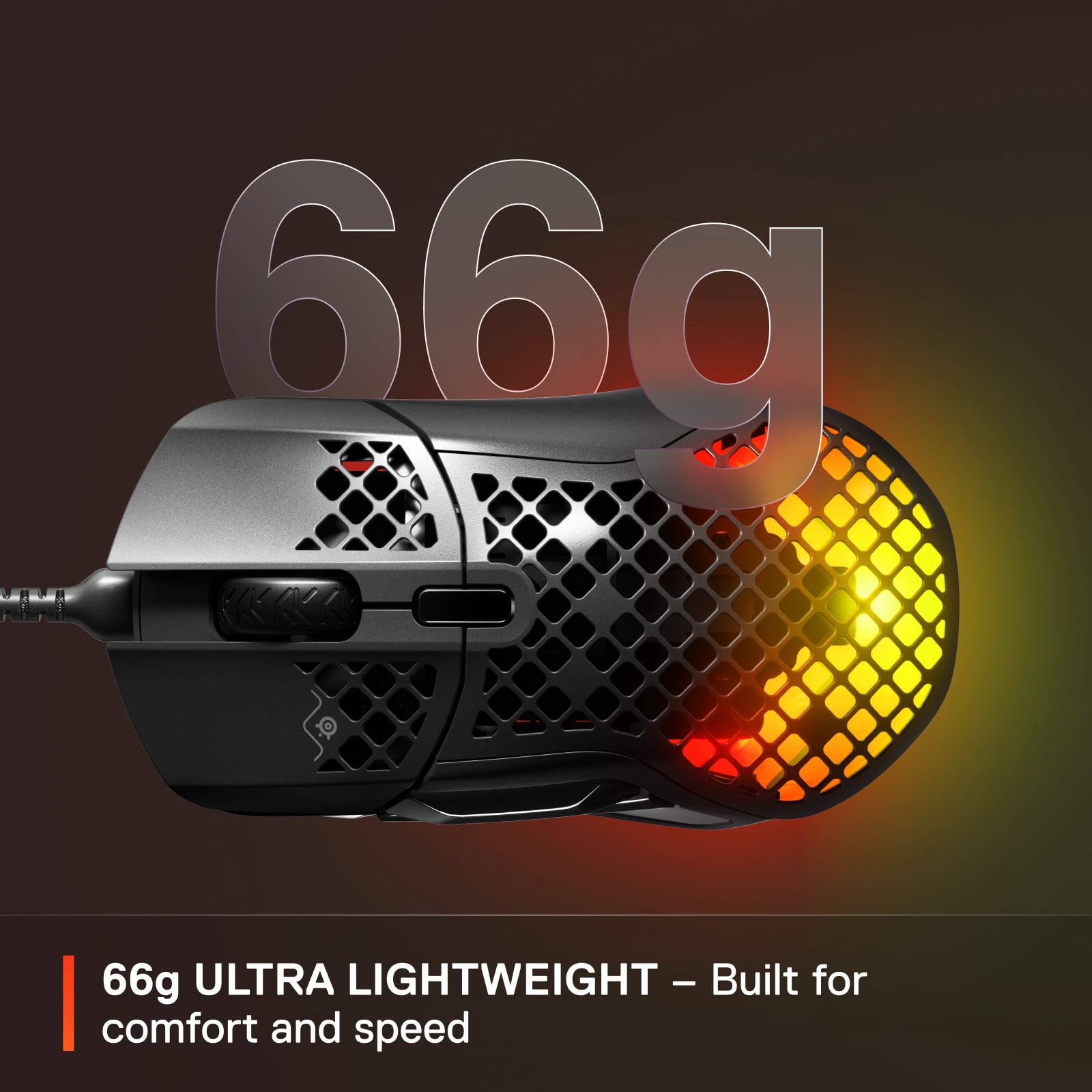 SteelSeries Aerox 5 Ultra Lightweight Honeycomb Water Resistant Wired RGB Optical Gaming Mouse With 9 Programmable Buttons