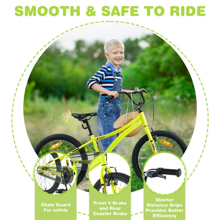Kids Bike 20 Boys Bicycle Single Speed Steel Frame Children Bike for Boys Ages 7 10 Years Yellow Walmart