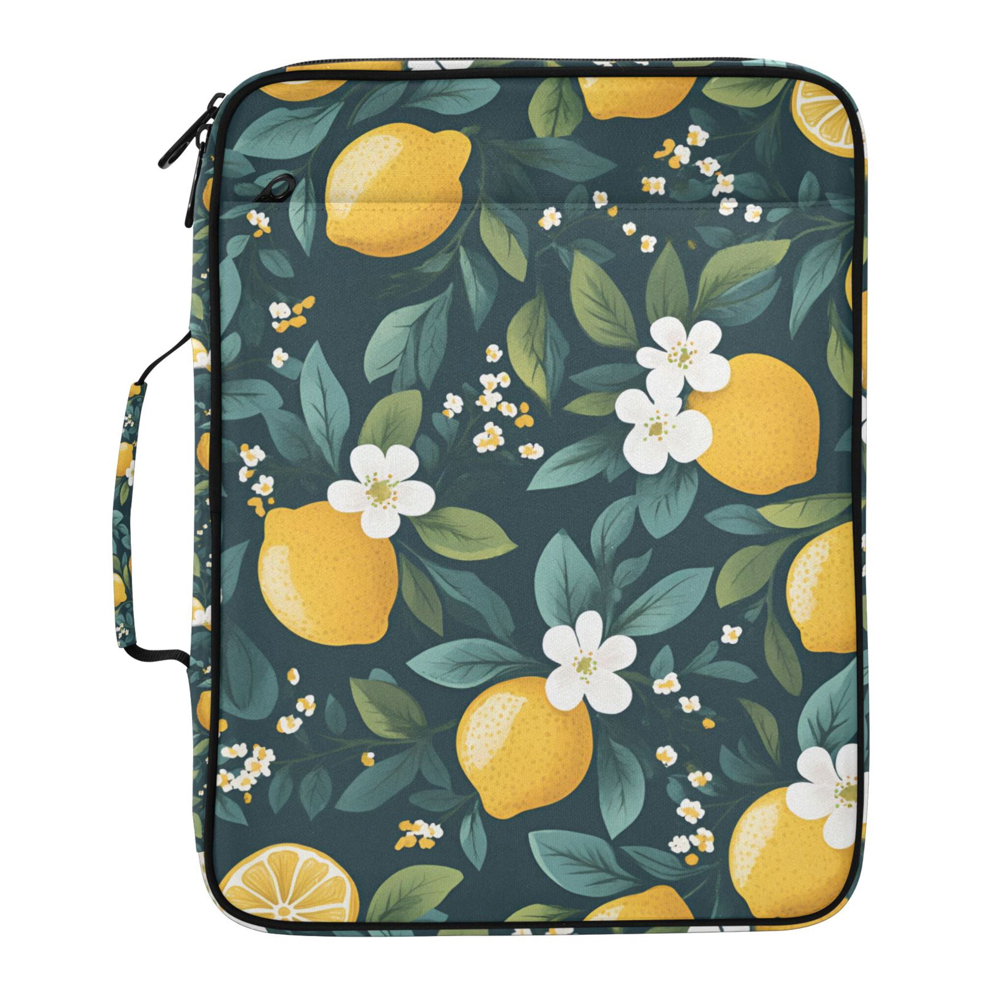 FORMRS Accordion File Folder A4 Size 7-Pocket Expanding Document Organizer Bag with 3 Ring Binder, Yellow Lemons