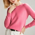 thumbnail image 4 of frariair Women's Solid Knit Sweater Round Neck Long Sleeve Pullover Lightweight Basic Top For Layering All Seasons Hot Pink XL, 4 of 8
