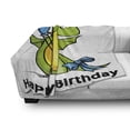 thumbnail image 3 of Birthday Soft Flannel Fleece Throw Blanket, Little Baby Dinosaur Animal Party Event with Colorful Balloons Theme, Cozy Plush for Indoor and Outdoor Use, 60" x 80", Fern Green and Yellow, by Ambesonne, 3 of 6