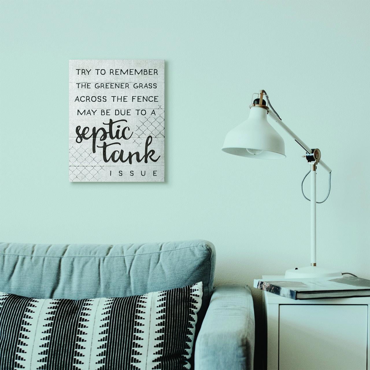 Stupell Industries Greener Grass Septic Issue Funny Family Home Word Design Canvas Wall Art by Daphne Polselli