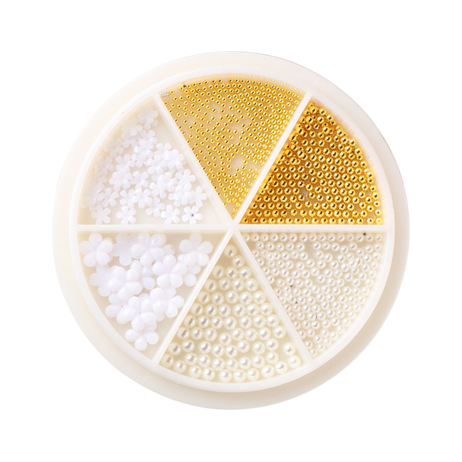 keusn 6 grid/set 3d acrylic floral nail white mixed acrylic nail supplies with pearl nail for