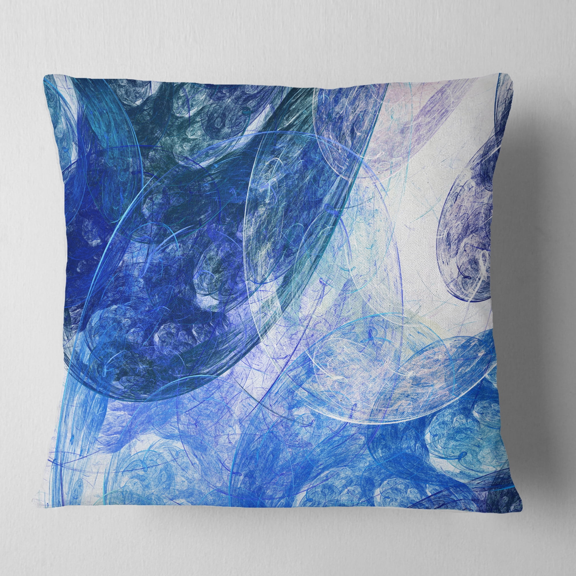 Designart Light Blue Swirling Clouds - Abstract Throw Pillow - 18x18